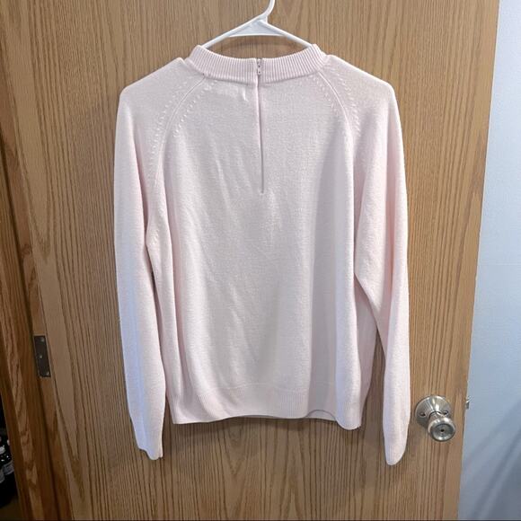 Studio Works Soft Pink High Neckline Sweater Women's Size Large Modest - Picture 2 of 7